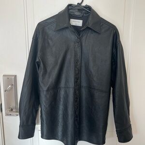 Aritzia Babaton Pelli Black Shirt Faux Leather Jacket